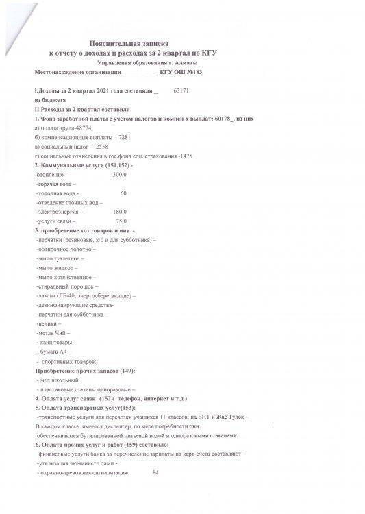Отчет доходах расходах 2 кв 2021 г